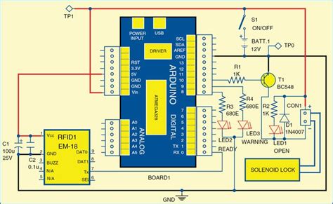 rfid based access control system circuit diagram|rfid based door access control.